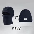 2 In1 Winter Mask Beanies Hats Warm Knitted Balaclava Hats Windproof Solid Full Face Ski Bonnet Tactical Cycling Earmuffs Cap