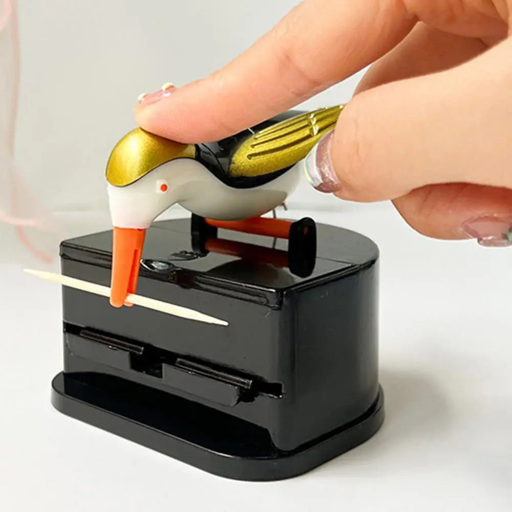 Creative Woodpecker Toothpick Box Creative Pressing Toothpick Cartridge Bird Holding Toothpick Jar Holder
