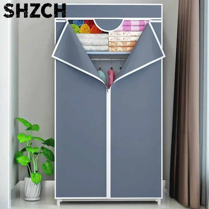 Portable Closet Large Wardrobe with 6 Shelves Clothes Organizer with Hanging Rods Wardrobe with Side Pockets Clothes Main image