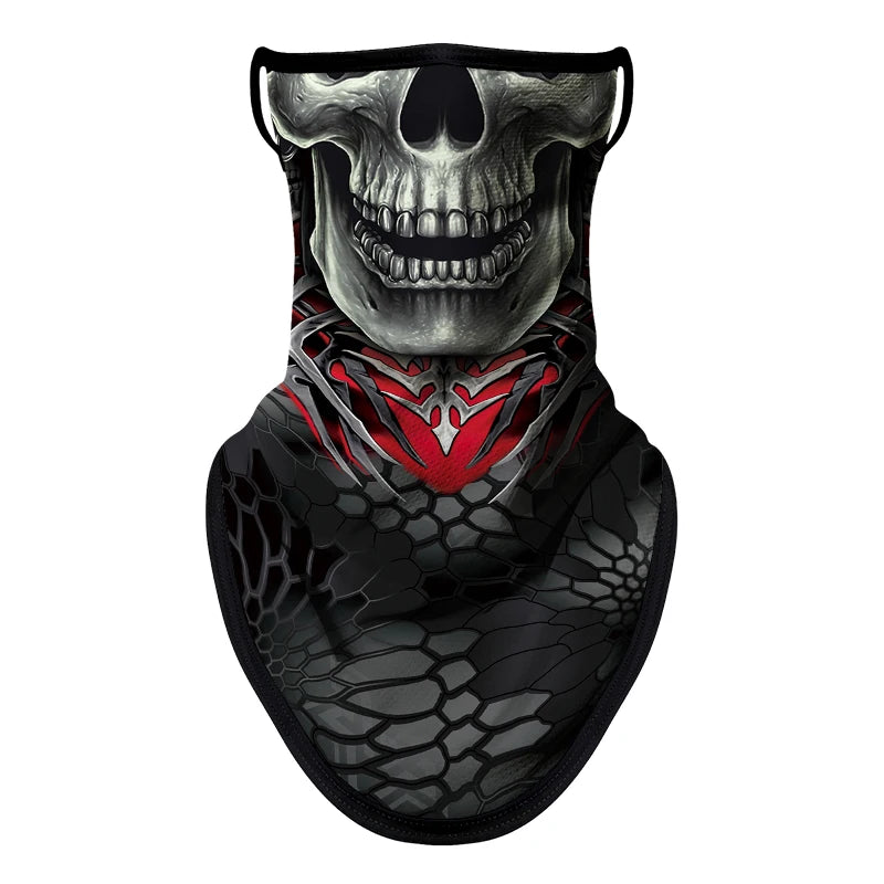 Bicycle UV Protection Face Mask Hiking Fishing Breathable Neck Cover Quick-drying Cycling Triangle Scarf Halloween 3D Skull Mask