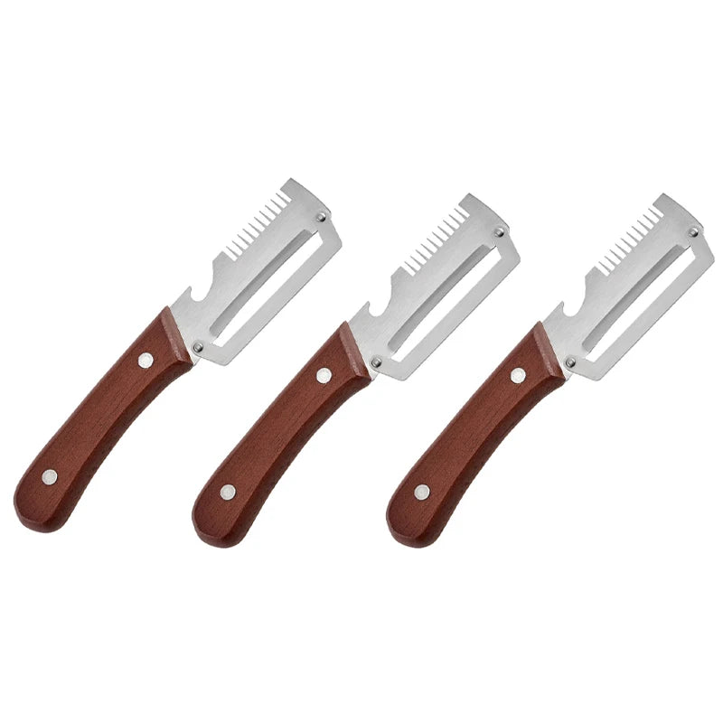 Stainless Steel 2-in-1 Peeling Knife Scallion Knife Fruit Potato And Vegetable Multifunctional Peeling Knife Wooden Handle Knife