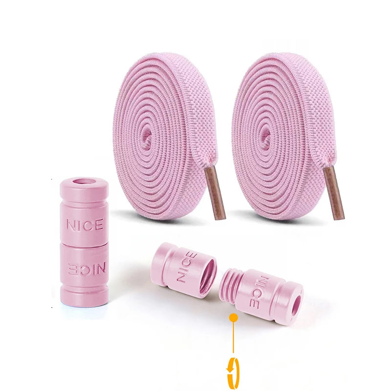 8mm No Tie Shoe Laces Button locking Without Ties Elastic Laces Sneaker Widened Flat Shoelace for Shoes
