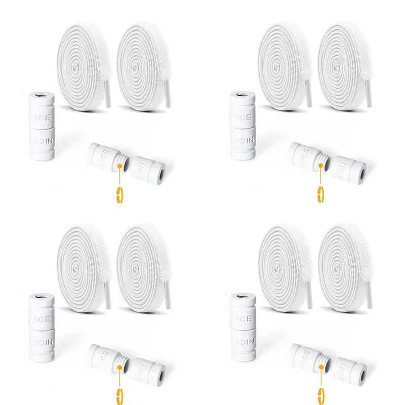 8mm No Tie Shoe Laces Button locking Without Ties Elastic Laces Sneaker Widened Flat Shoelace for Shoes