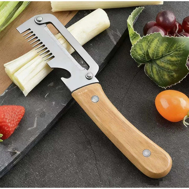 Stainless Steel 2-in-1 Peeling Knife Scallion Knife Fruit Potato And Vegetable Multifunctional Peeling Knife Wooden Handle Knife