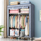 Portable Closet Large Wardrobe with 6 Shelves Clothes Organizer with Hanging Rods Wardrobe with Side Pockets Clothes