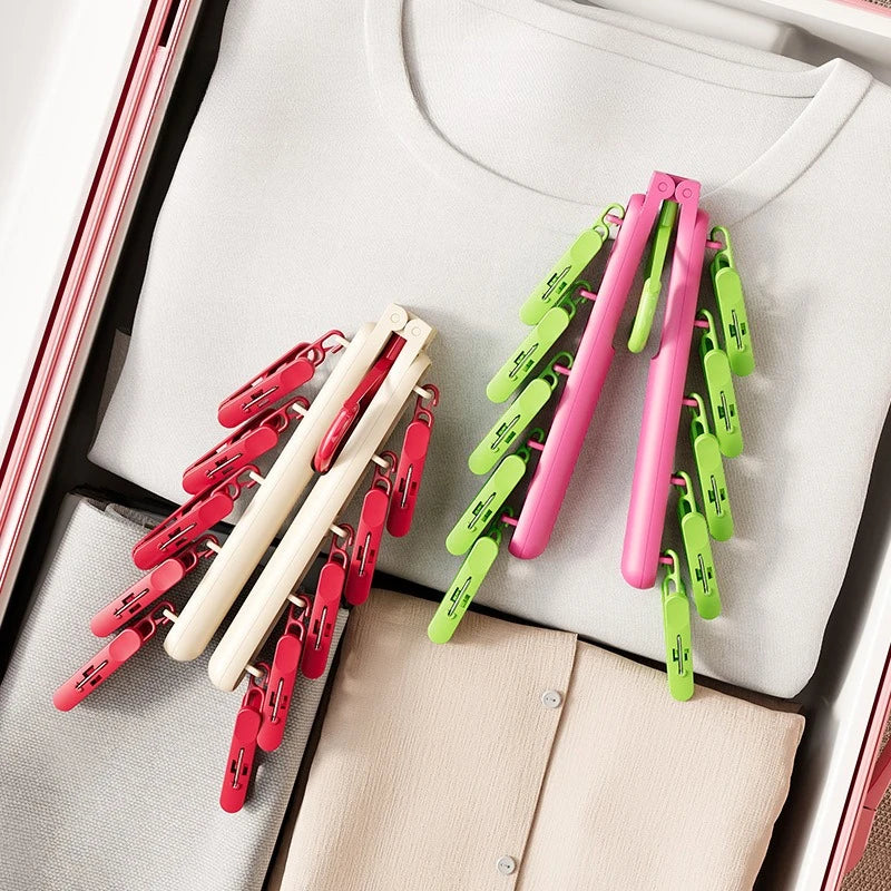 Folding Windproof Household Wardrobe Multi-clip Hook Rotating Hanger Clip Seamless Dormitory Drying Hanger