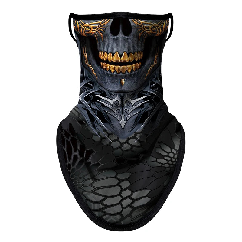 Bicycle UV Protection Face Mask Hiking Fishing Breathable Neck Cover Quick-drying Cycling Triangle Scarf Halloween 3D Skull Mask