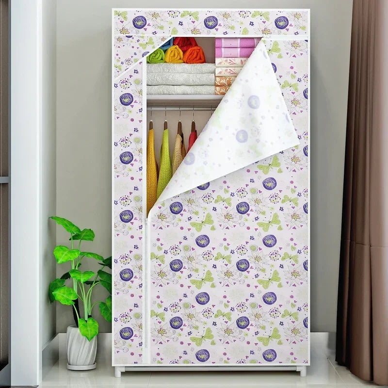 Portable Closet Large Wardrobe with 6 Shelves Clothes Organizer with Hanging Rods Wardrobe with Side Pockets Clothes