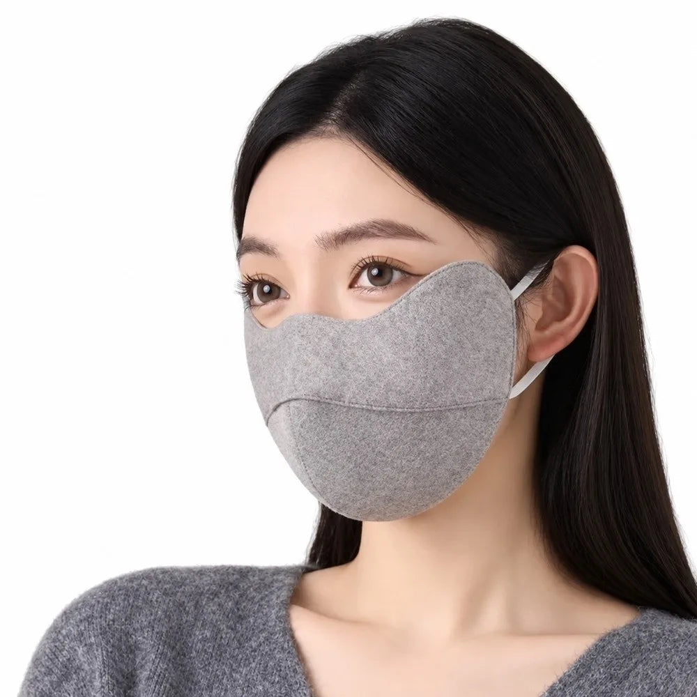 Windproof Woolen Face Mask Anti Cold Inner Layer Silk Warm Face Shield Thicken Warmth Full Face Covering Winter Face Mask