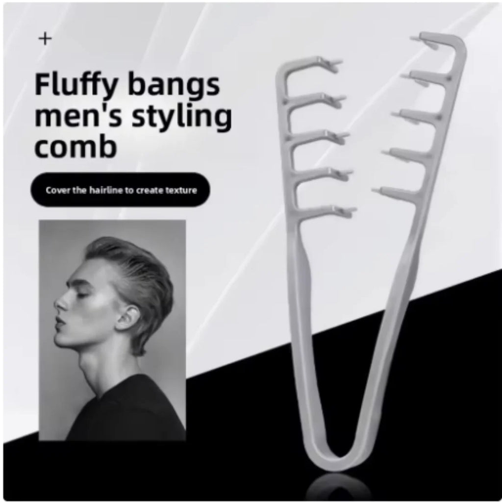 Men Fluffy Texture Hair Gripper Styling Comb, Portable Plastic Barber Tool for DIY Hairstyle Salon Daily Business Travel Office