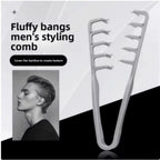 Men Fluffy Texture Hair Gripper Styling Comb, Portable Plastic Barber Tool for DIY Hairstyle Salon Daily Business Travel Office
