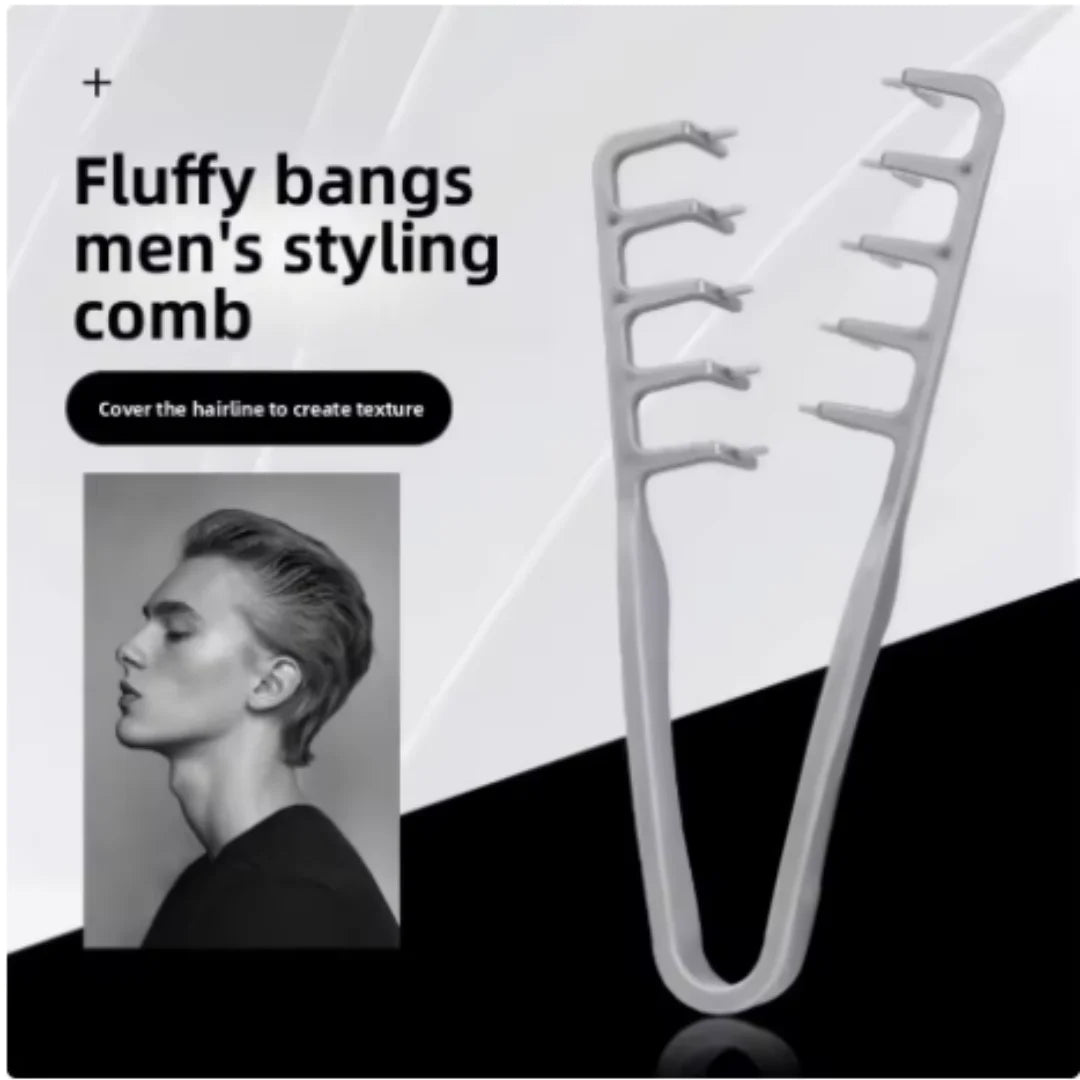 Men Fluffy Texture Hair Gripper Styling Comb, Portable Plastic Barber Tool for DIY Hairstyle Salon Daily Business Travel Office