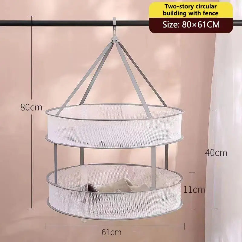 SUSU 1/2 Layer Home Foldable Mesh Clothes Basket Clothes Net Sweater Anti Deformation Flat Clothes Basket Socks Underwear Tool