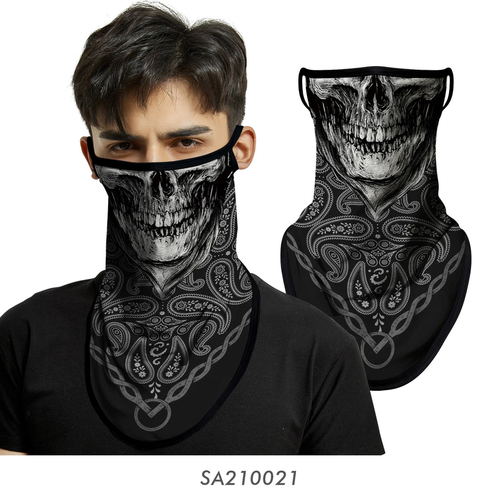 Bicycle UV Protection Face Mask Hiking Fishing Breathable Neck Cover Quick-drying Cycling Triangle Scarf Halloween 3D Skull Mask