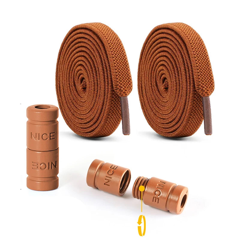 8mm No Tie Shoe Laces Button locking Without Ties Elastic Laces Sneaker Widened Flat Shoelace for Shoes
