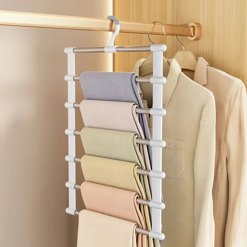 Stainless Steel Multi Functional Pants Rack Cloud Ladder Hanging Folding Multi-layer Seamless Storage Organizer