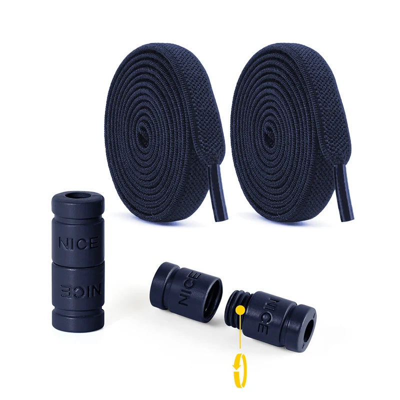 8mm No Tie Shoe Laces Button locking Without Ties Elastic Laces Sneaker Widened Flat Shoelace for Shoes