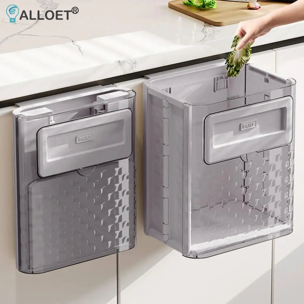 10L Foldable Hanging Trash Can Large Capacity Hanging Collapsible Trash Can Kitchen Garbage Can for Cabinets Bathroom