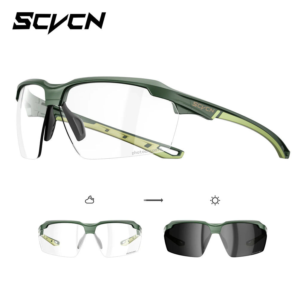 SCVCN UV400 Photochromic Outdoor Cycling Sunglasses High Fashion Women Sports Running Sunglasses Hiking MTB Road Bike Glasses