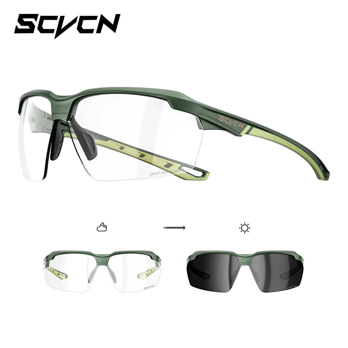 SCVCN UV400 Photochromic Outdoor Cycling Sunglasses High Fashion Women Sports Running Sunglasses Hiking MTB Road Bike Glasses
