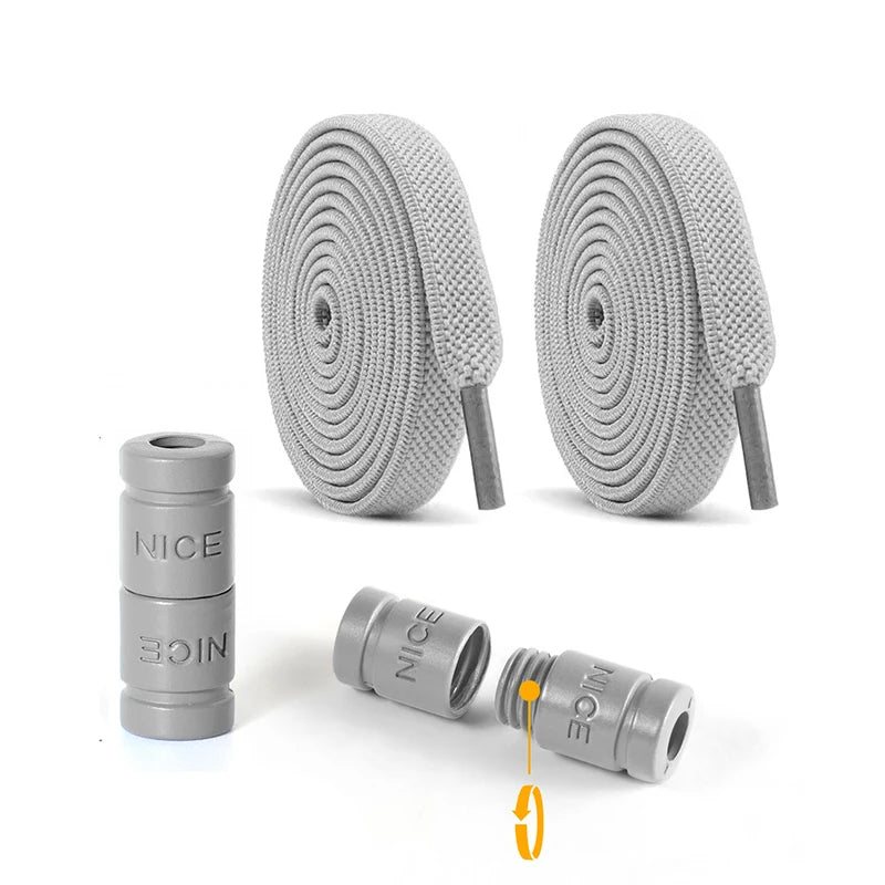 8mm No Tie Shoe Laces Button locking Without Ties Elastic Laces Sneaker Widened Flat Shoelace for Shoes