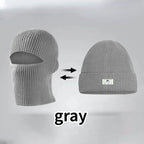 2 In1 Winter Mask Beanies Hats Warm Knitted Balaclava Hats Windproof Solid Full Face Ski Bonnet Tactical Cycling Earmuffs Cap