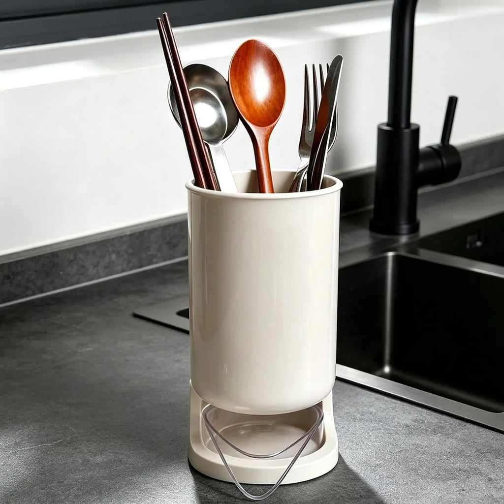 Utensil Holder Countertop Self Draining Small Compact Storage Rack Spatula Organizer for Spoon Silverware Cutlery Home Kitchen