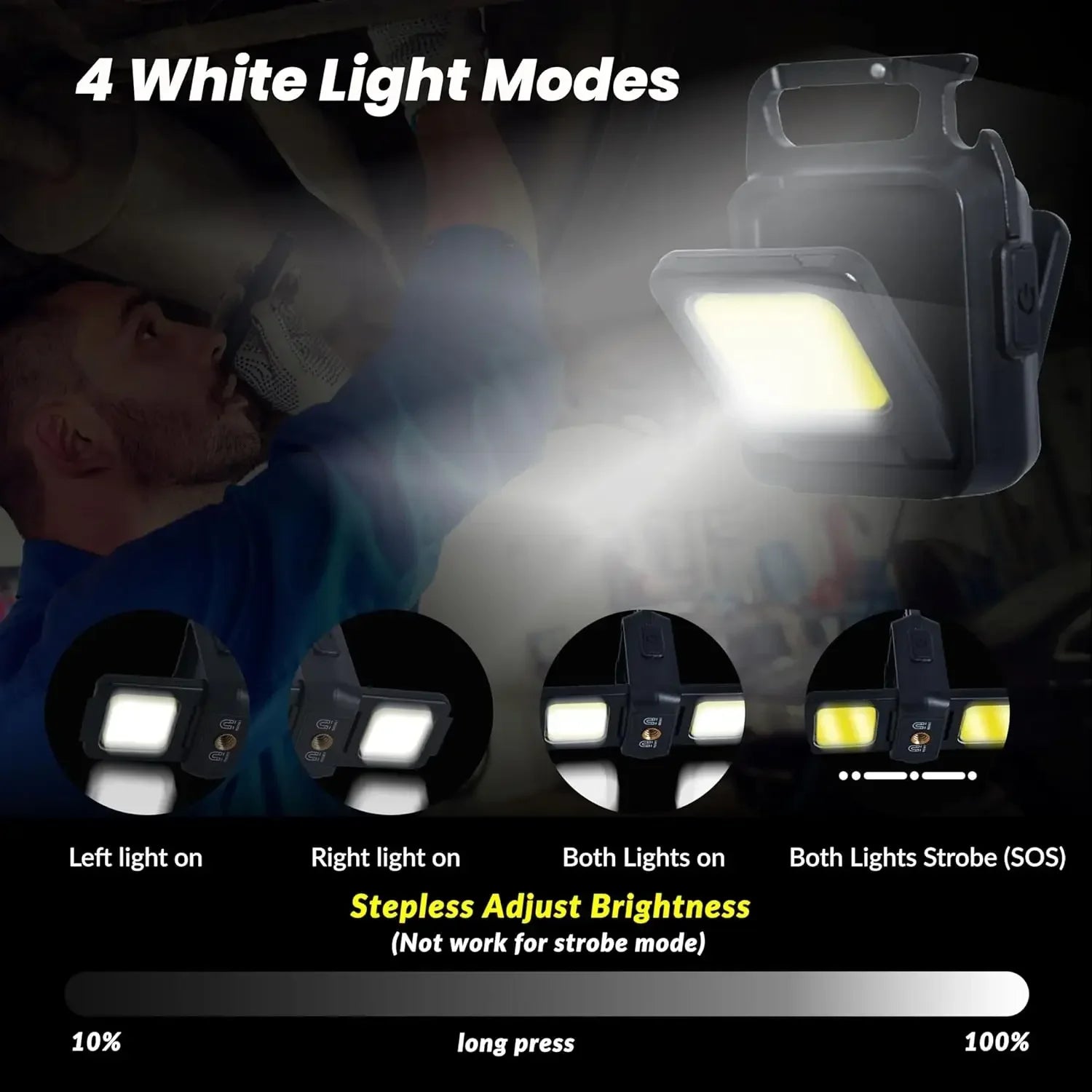 Mini Flashlight Keychain Light COB Work Light USB Rechargeable Lamp with 90° Foldable Side Lights Super Bright Portable Lanterns Secondary image