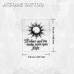Waterproof Design Semi-permanent Tattoos, Flame Sun Pattern-Inspirational English Sentences-Dual-use Men's Temporary Tattoos for Neck, Hands, and Fingers, Lasts 15 Days