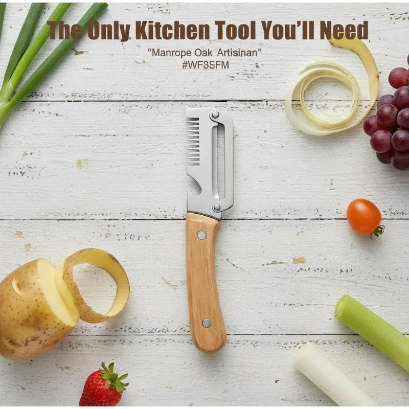 Stainless Steel 2-in-1 Peeling Knife Scallion Knife Fruit Potato And Vegetable Multifunctional Peeling Knife Wooden Handle Knife Secondary image