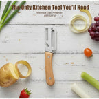 Stainless Steel 2-in-1 Peeling Knife Scallion Knife Fruit Potato And Vegetable Multifunctional Peeling Knife Wooden Handle Knife