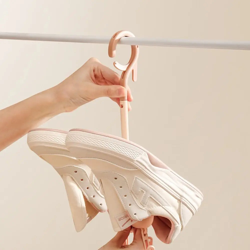 Rotatable Shoe Drying Rack Double Hooks Multi-Functional Shoe Hanging Hook Windproof Space Saving Shoes Hanger