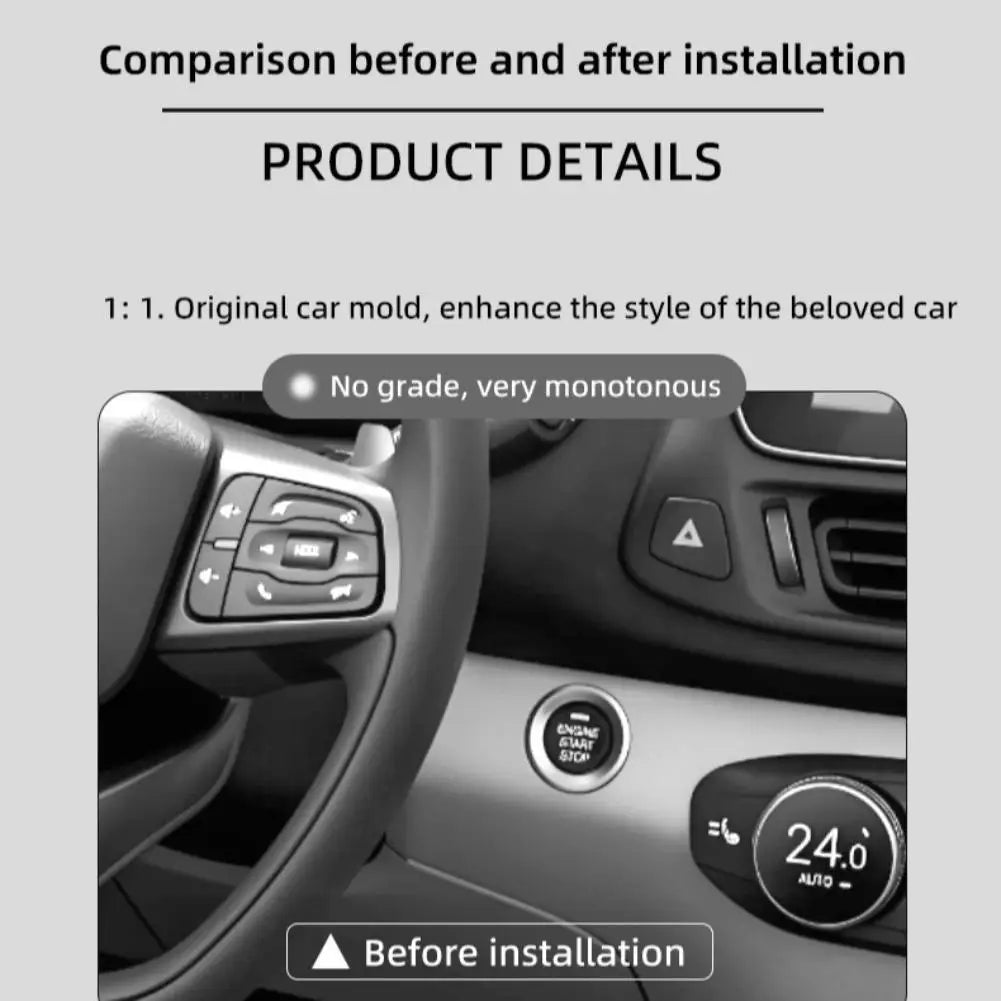 Car One-Touch Start Button with Push-to-Start Rocker Lever Car Accessories Interior Decor Push Rocker One-Touch Start Accessor
