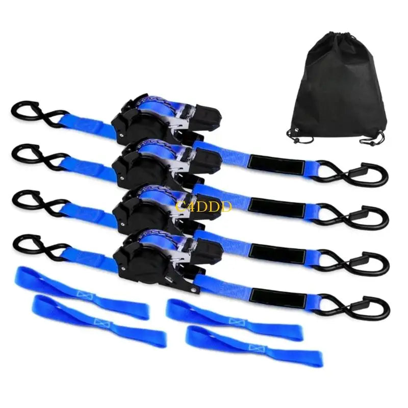 C4DD 4pcs Polyester Webbing Ratchet Straps For Motorcycle Equipment Transport