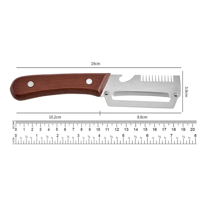Stainless Steel 2-in-1 Peeling Knife Scallion Knife Fruit Potato And Vegetable Multifunctional Peeling Knife Wooden Handle Knife