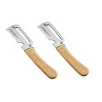 Stainless Steel 2-in-1 Peeling Knife Scallion Knife Fruit Potato And Vegetable Multifunctional Peeling Knife Wooden Handle Knife