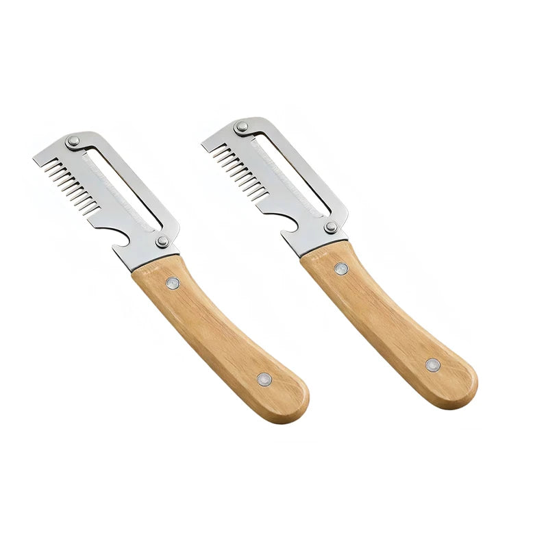 Stainless Steel 2-in-1 Peeling Knife Scallion Knife Fruit Potato And Vegetable Multifunctional Peeling Knife Wooden Handle Knife