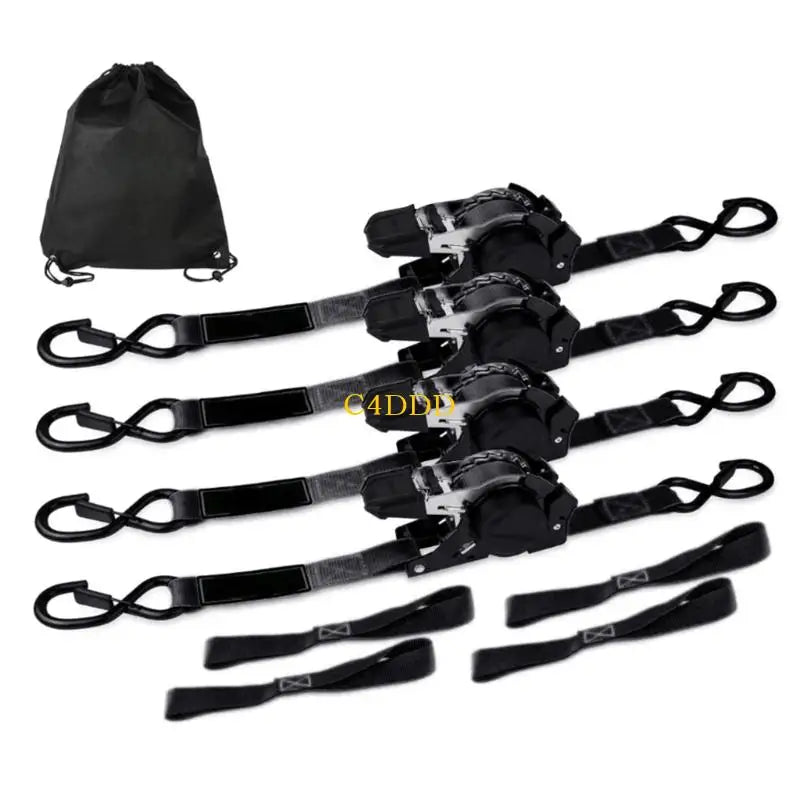 C4DD 4pcs Polyester Webbing Ratchet Straps For Motorcycle Equipment Transport