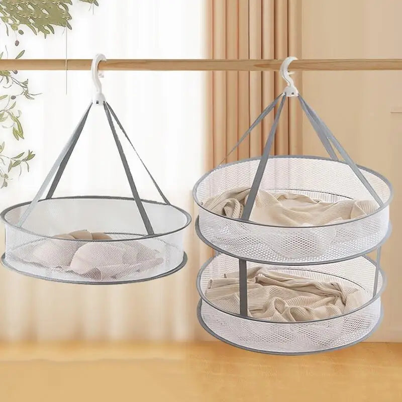 SUSU 1/2 Layer Home Foldable Mesh Clothes Basket Clothes Net Sweater Anti Deformation Flat Clothes Basket Socks Underwear Tool