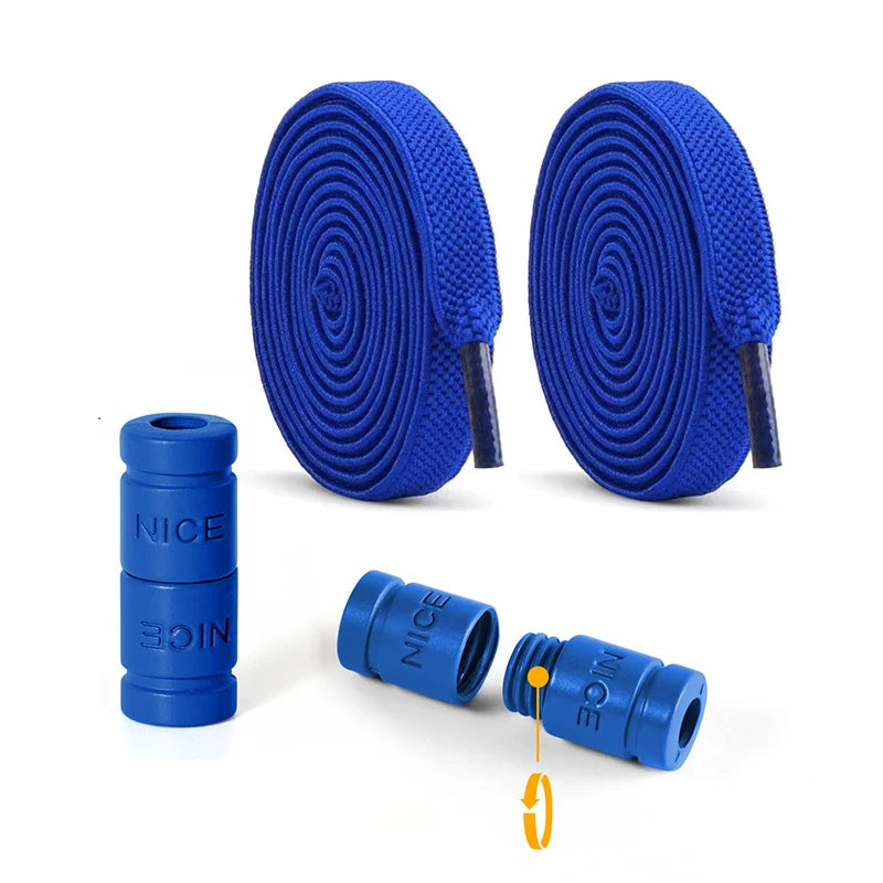 8mm No Tie Shoe Laces Button locking Without Ties Elastic Laces Sneaker Widened Flat Shoelace for Shoes
