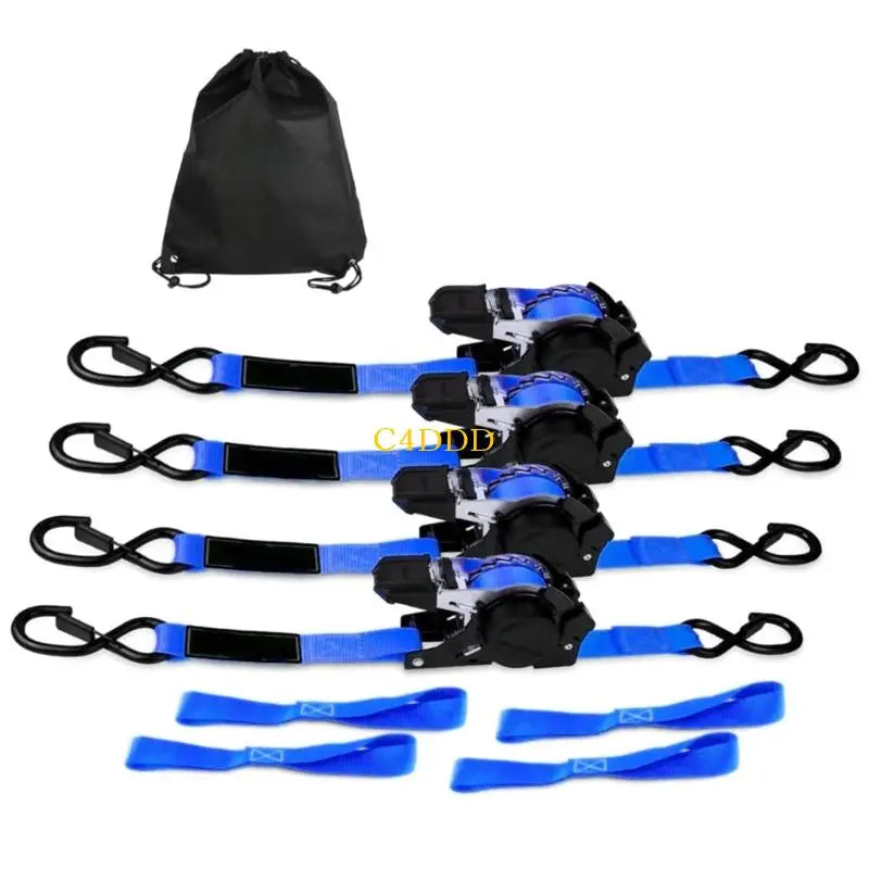 C4DD 4pcs Polyester Webbing Ratchet Straps For Motorcycle Equipment Transport