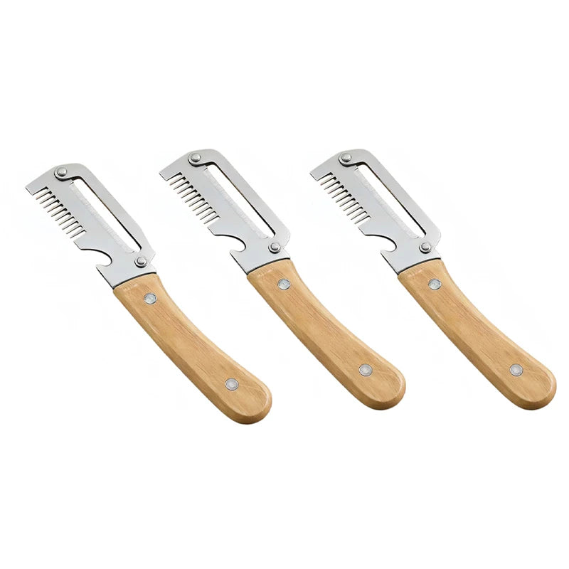 Stainless Steel 2-in-1 Peeling Knife Scallion Knife Fruit Potato And Vegetable Multifunctional Peeling Knife Wooden Handle Knife