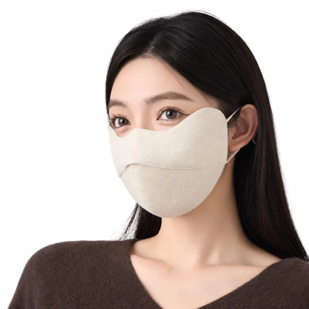 Windproof Woolen Face Mask Anti Cold Inner Layer Silk Warm Face Shield Thicken Warmth Full Face Covering Winter Face Mask