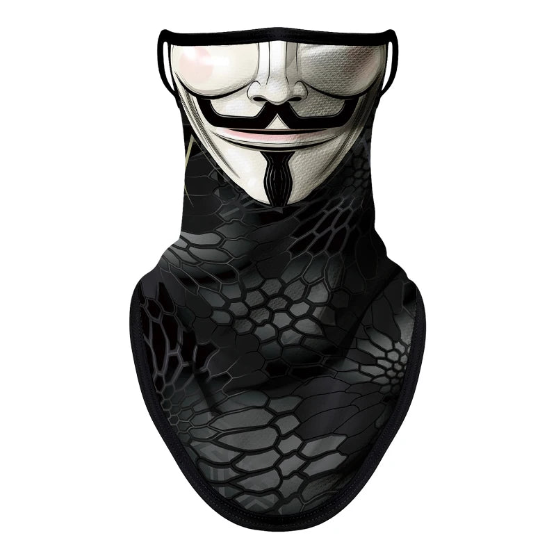 Bicycle UV Protection Face Mask Hiking Fishing Breathable Neck Cover Quick-drying Cycling Triangle Scarf Halloween 3D Skull Mask