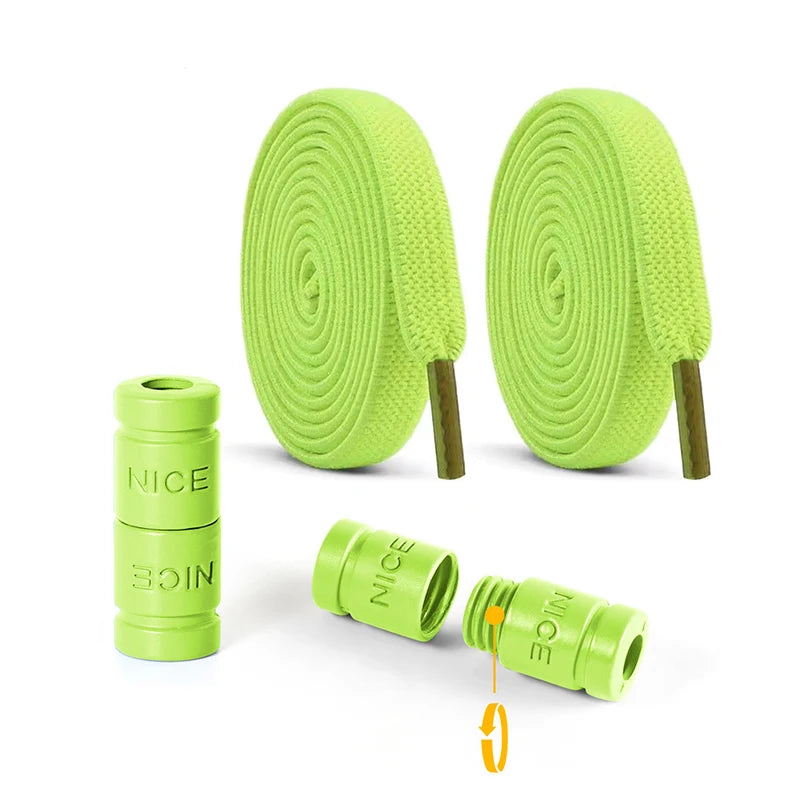 8mm No Tie Shoe Laces Button locking Without Ties Elastic Laces Sneaker Widened Flat Shoelace for Shoes
