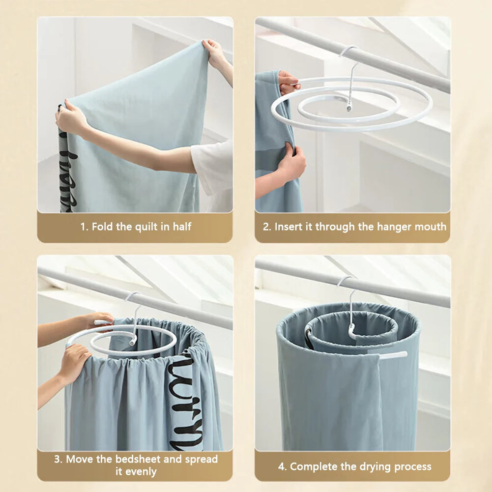1/2pcs Round Spirals Sheet Hanger Quilt Sheet Sheet Hangers Multi-Functional Balcony Rotating Spirals Drying Rack For Clothes