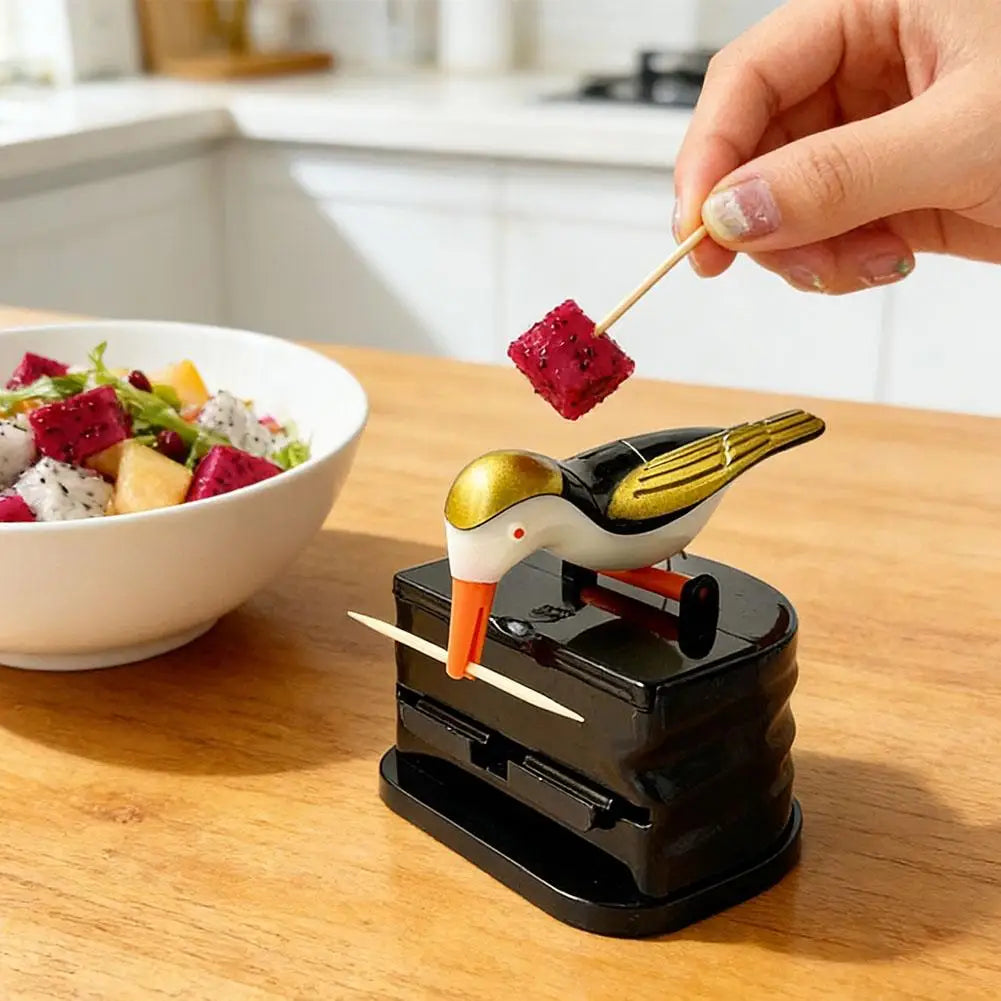 Creative Woodpecker Toothpick Box Creative Pressing Toothpick Cartridge Bird Holding Toothpick Jar Holder