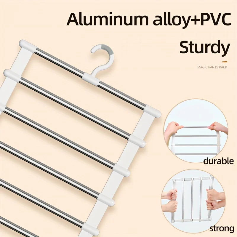 Stainless Steel Multi Functional Pants Rack Cloud Ladder Hanging Folding Multi-layer Seamless Storage Organizer