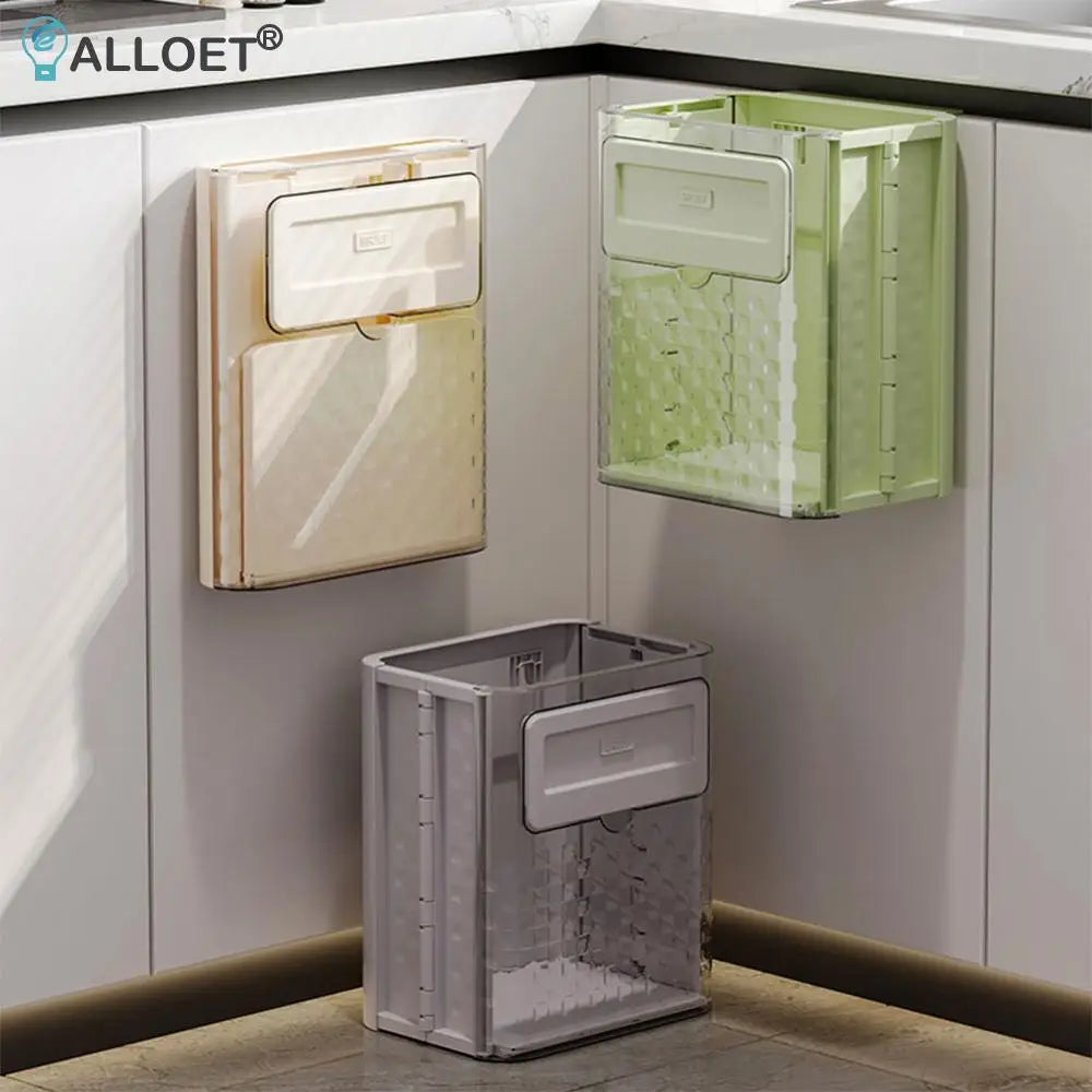 10L Foldable Hanging Trash Can Large Capacity Hanging Collapsible Trash Can Kitchen Garbage Can for Cabinets Bathroom