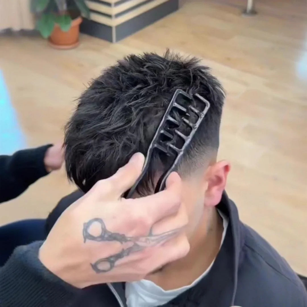Men Fluffy Texture Hair Gripper Styling Comb, Portable Plastic Barber Tool for DIY Hairstyle Salon Daily Business Travel Office